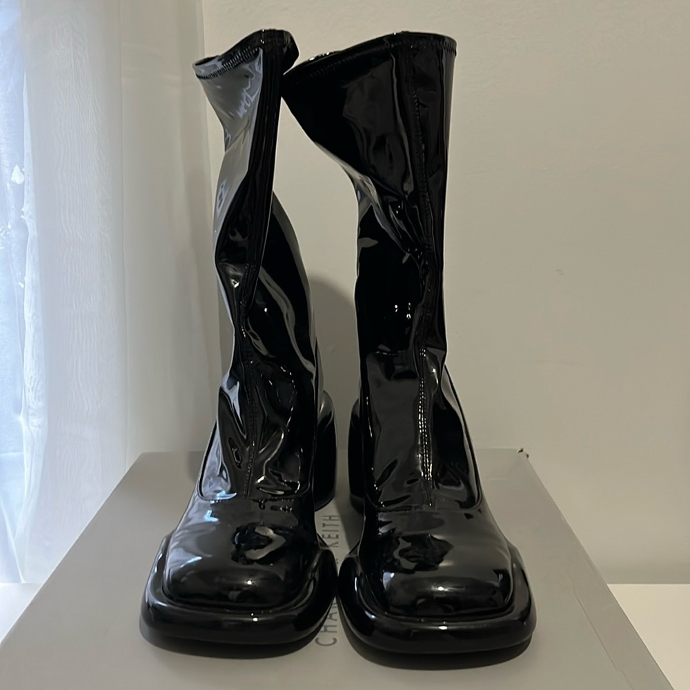 Charles and Keith Patent Sock Booties